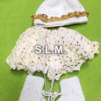 skirt, hat , and bootees