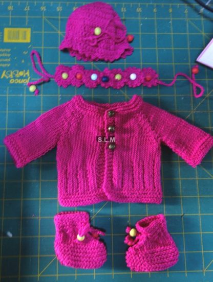 SET : bootees, jacket, hat, headband - Image 6