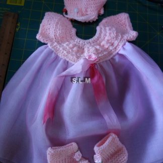 pink set : dress, hat , bootees