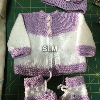 LILAC 3-pc set = bootees, hat, jacket