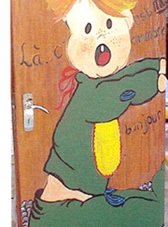 DOORS  (trompe l oeil tiles) walls...make believe marbles etc