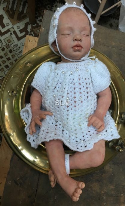 WHITE CROCHETED  DRESS WITH PEARLS - Image 3