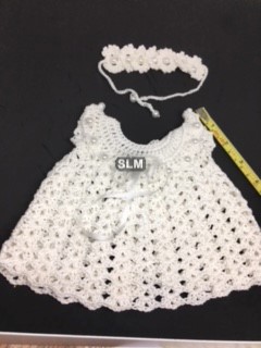 WHITE CROCHET DRESS WITH PEARLS