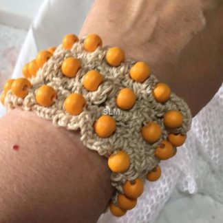 beige crochet bracelet