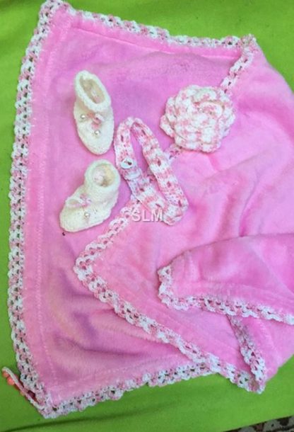 SET blanket, bootees, headband..flower - Image 6