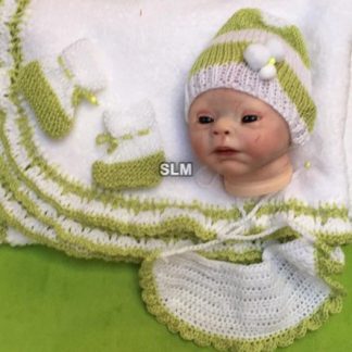 BLANKET with matching BOOTEES, HAT , BIB