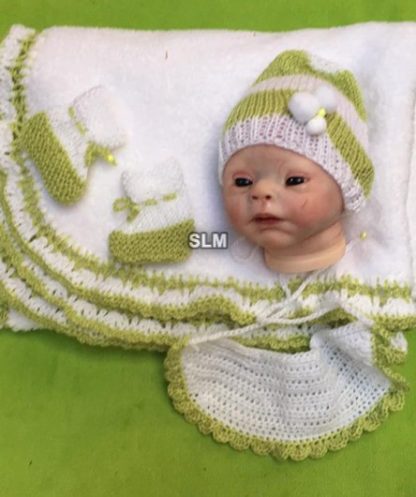 BLANKET with matching BOOTEES, HAT , BIB
