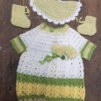 ROMPERS with matching bootees and bib